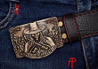 Кожаный мужской ремень с пряжкой